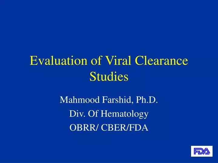 evaluation of viral clearance studies