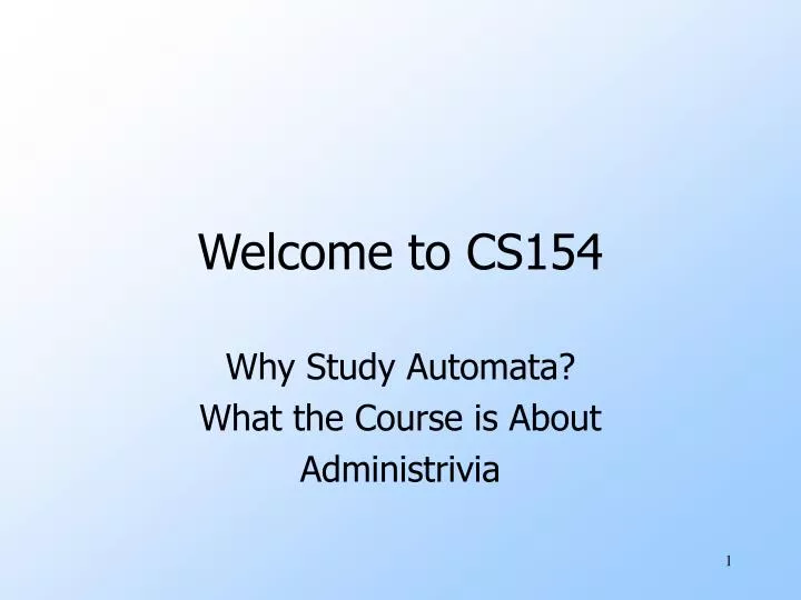 welcome to cs154