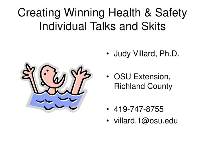 creating winning health safety individual talks and skits