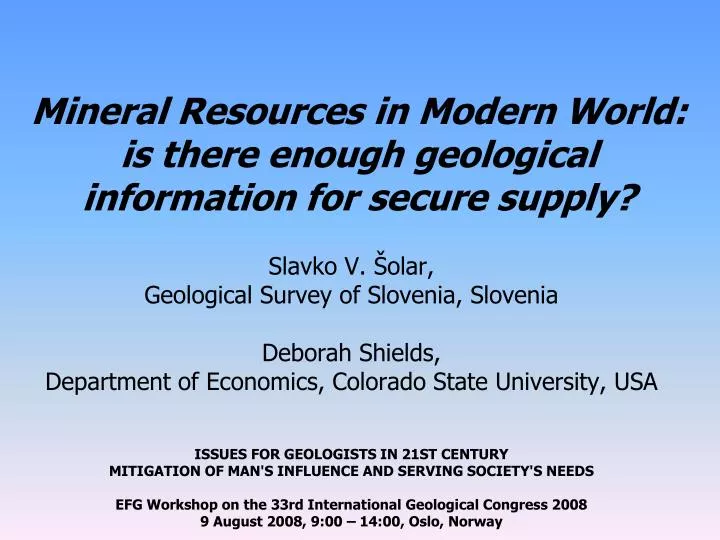 mineral resources in modern world is there enough geological information for secure supply
