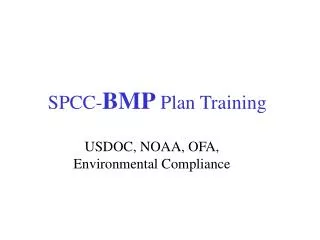 SPCC- BMP Plan Training