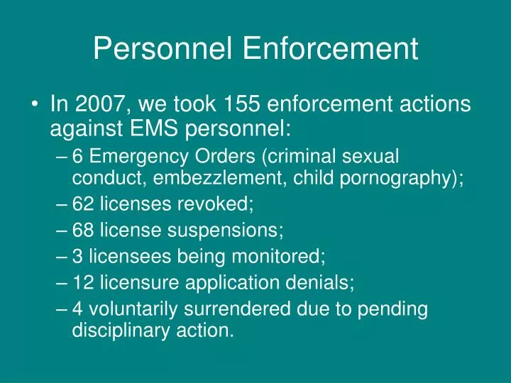 personnel enforcement