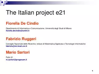 The Italian project e21