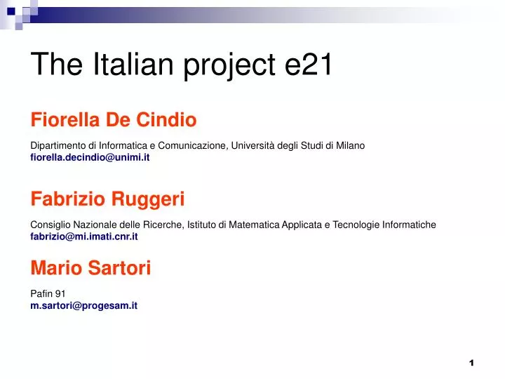 the italian project e21