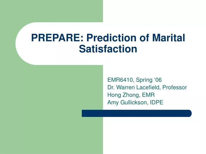 prepare prediction of marital satisfaction