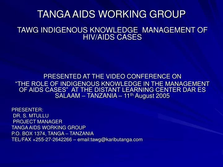 tanga aids working group