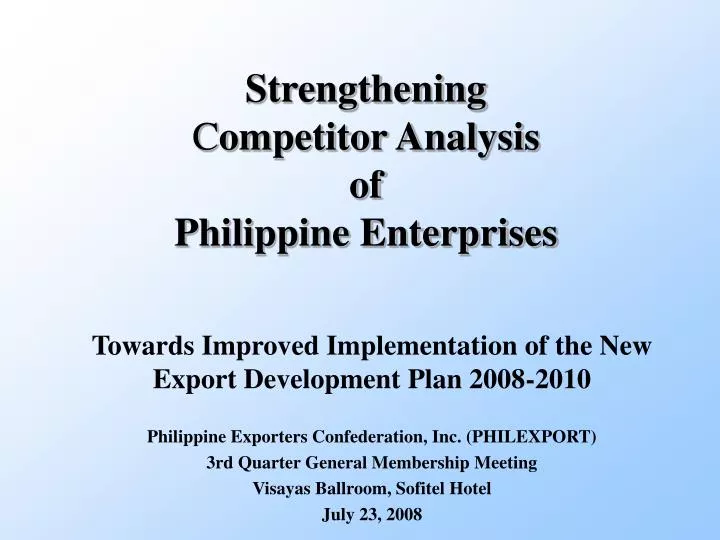 strengthening c ompetitor analysis of philippine enterprises
