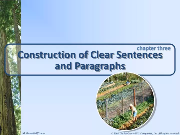 construction of clear sentences and paragraphs