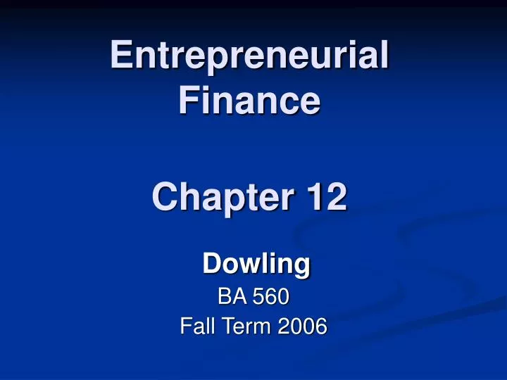 entrepreneurial finance chapter 12
