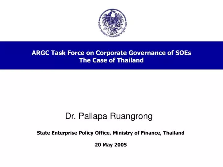 argc task force on corporate governance of soes the case of thailand