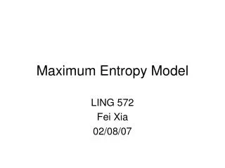Maximum Entropy Model