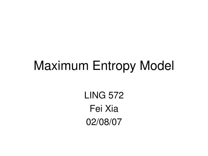 maximum entropy model