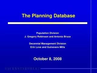 The Planning Database