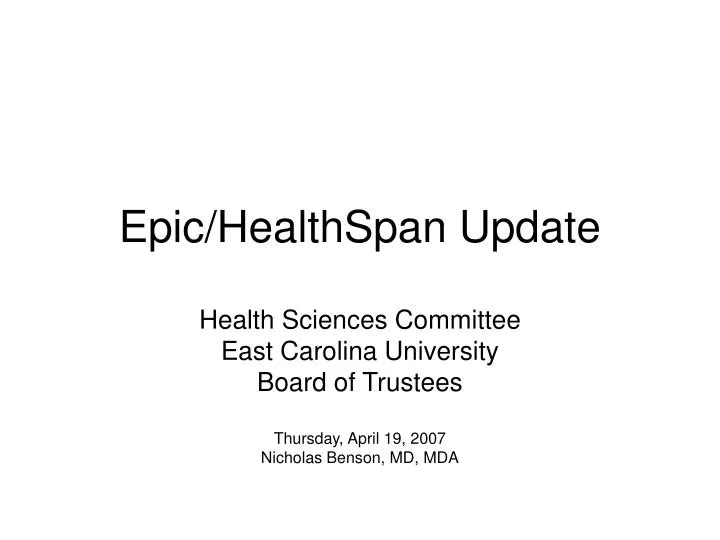 epic healthspan update