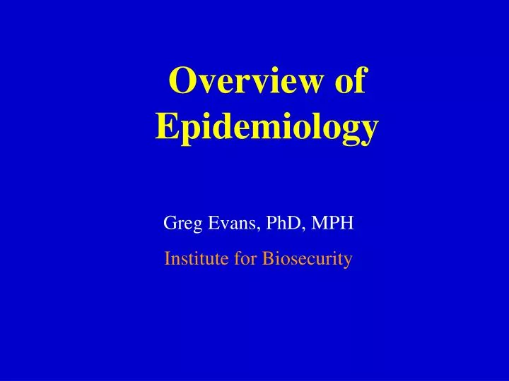overview of epidemiology