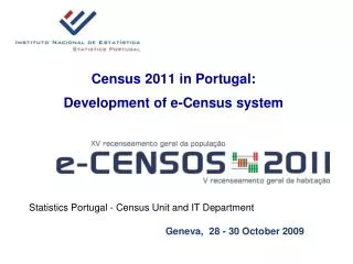 Census 2011 in Portugal: Development of e-Census system