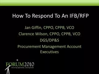How To Respond To An IFB/RFP
