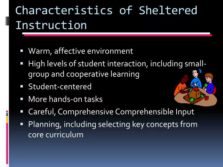characteristics of sheltered instruction