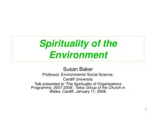 Spirituality of the Environment
