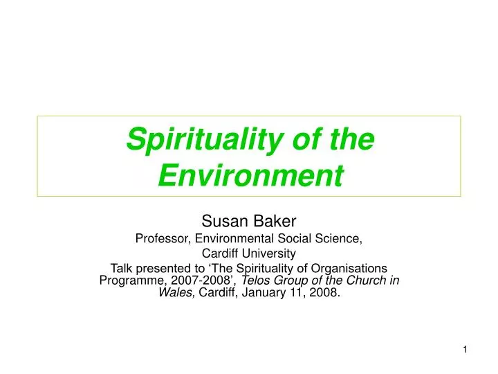 spirituality of the environment