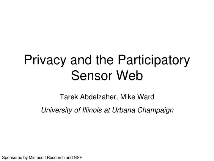 privacy and the participatory sensor web