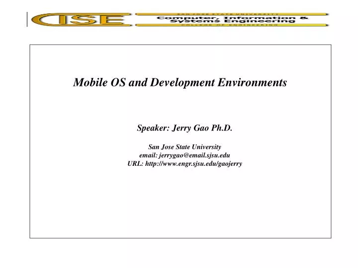 mobile os and development environments