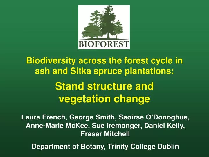 biodiversity across the forest cycle in ash and sitka spruce plantations