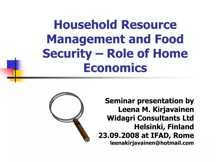 household resource management and food security role of home economics