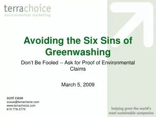 Avoiding the Six Sins of Greenwashing