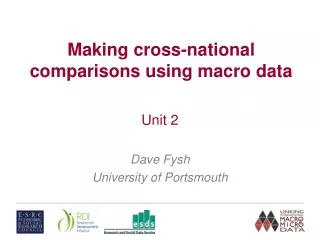 Making cross-national comparisons using macro data