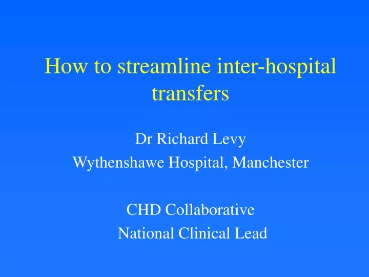 how to streamline inter hospital transfers
