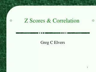 Z Scores &amp; Correlation