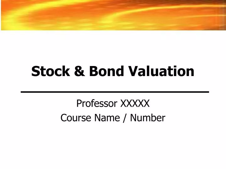 stock bond valuation