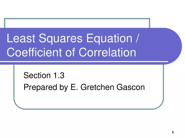 least squares equation coefficient of correlation