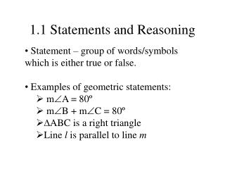 1.1 Statements and Reasoning