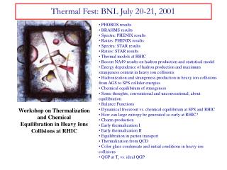 Thermal Fest: BNL July 20-21, 2001