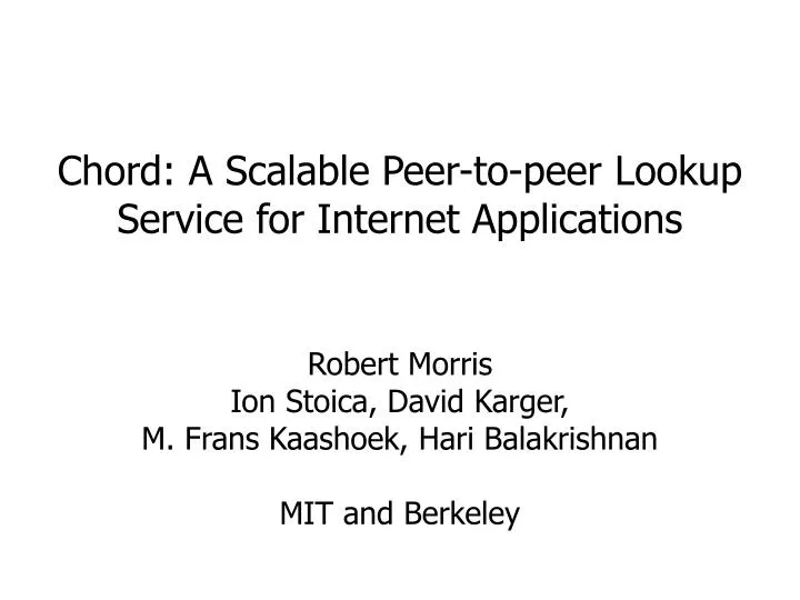 chord a scalable peer to peer lookup service for internet applications