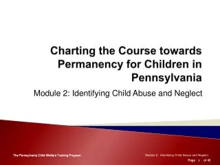 Charting the Course towards Permanency for Children in Pennsylvania