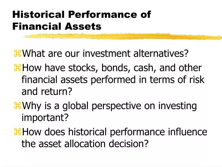 historical performance of financial assets