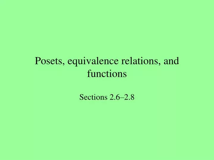 posets equivalence relations and functions