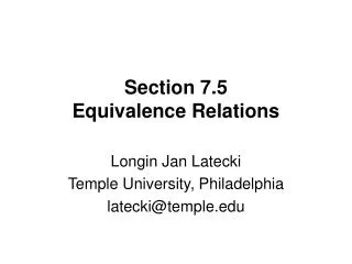 Section 7.5 Equivalence Relations