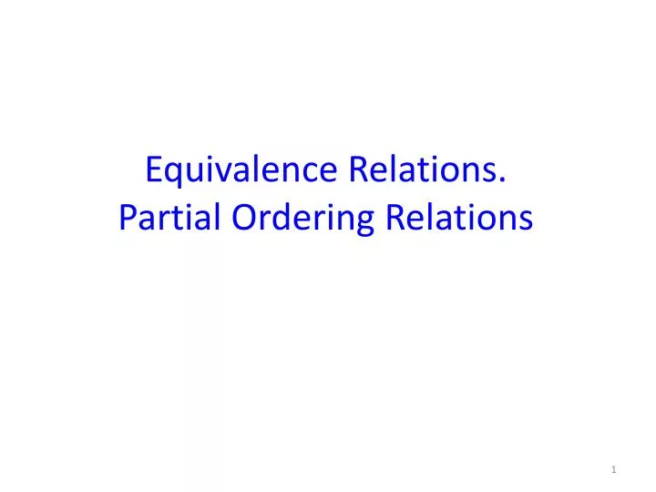 equivalence relations partial ordering relations
