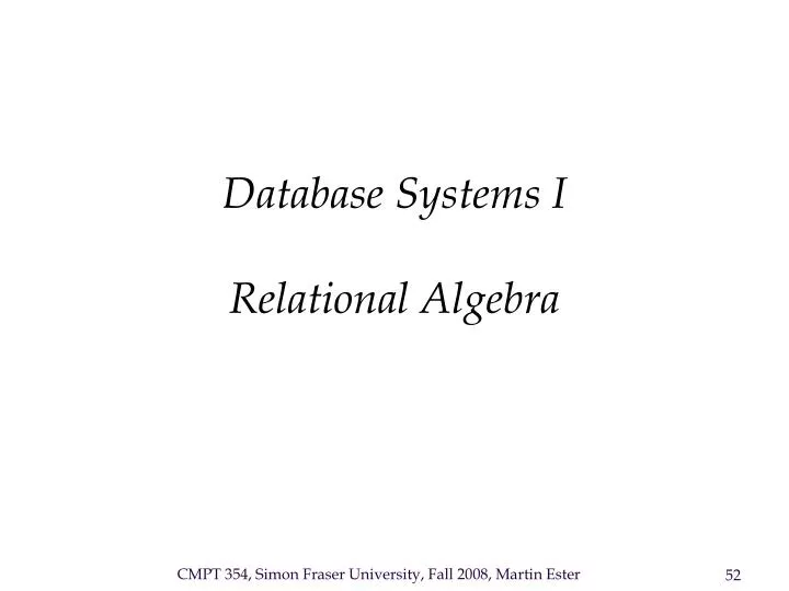 database systems i relational algebra