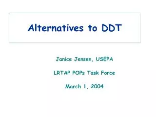 Alternatives to DDT