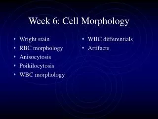 Week 6: Cell Morphology