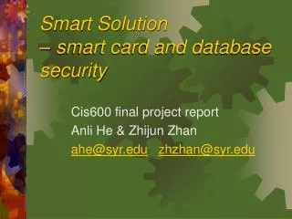 Smart Solution – smart card and database security