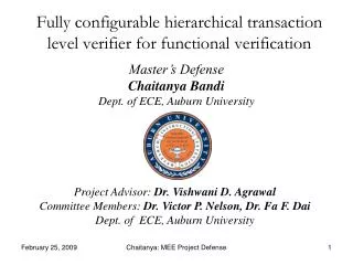 Fully configurable hierarchical transaction level verifier for functional verification