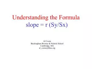 Understanding the Formula slope = r (Sy/Sx)