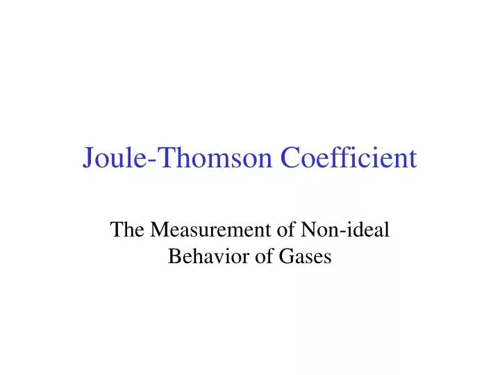 joule thomson coefficient