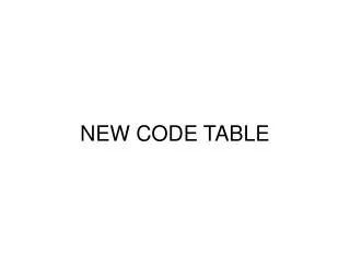 NEW CODE TABLE